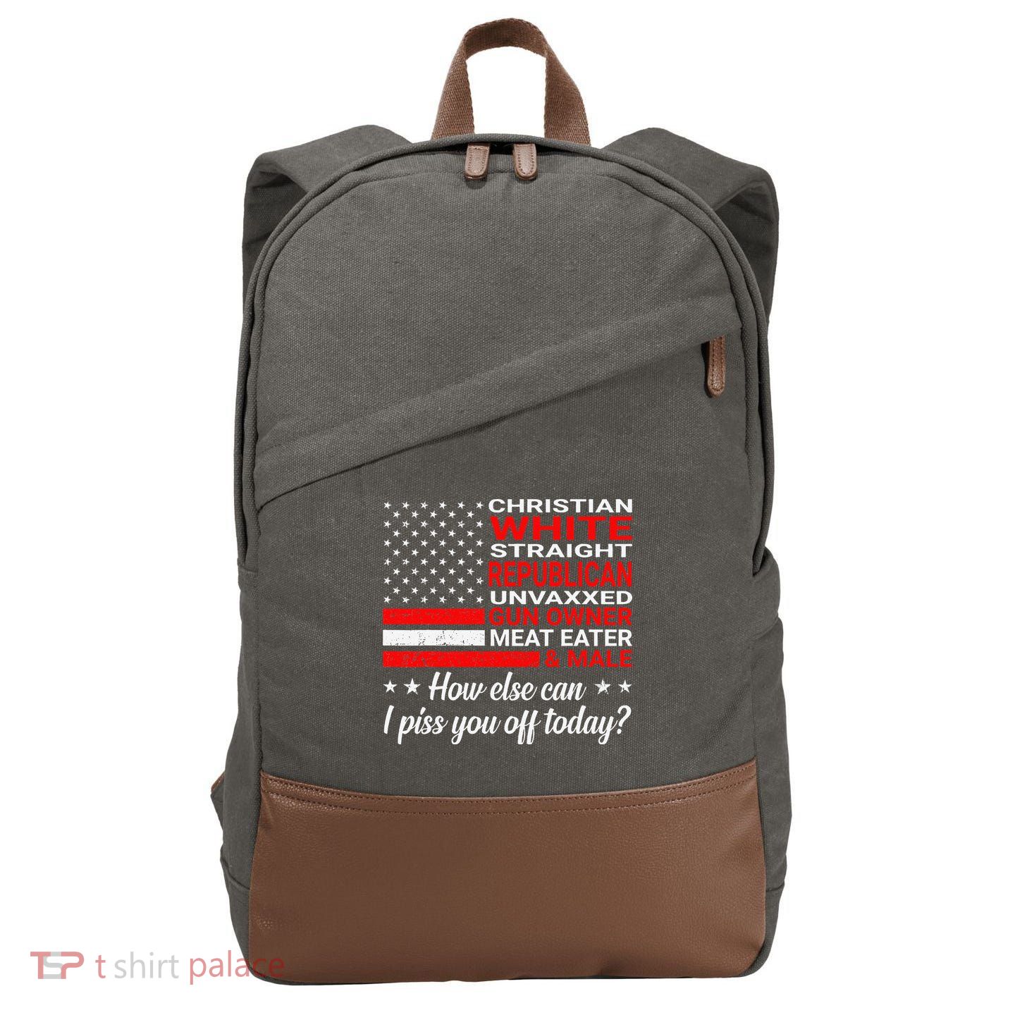 Christian White Straight Republican Unvaxxed Gun Owner Cotton Canvas Backpack