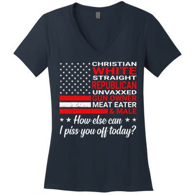 Christian White Straight Republican Unvaxxed Gun Owner Women's V-Neck T-Shirt