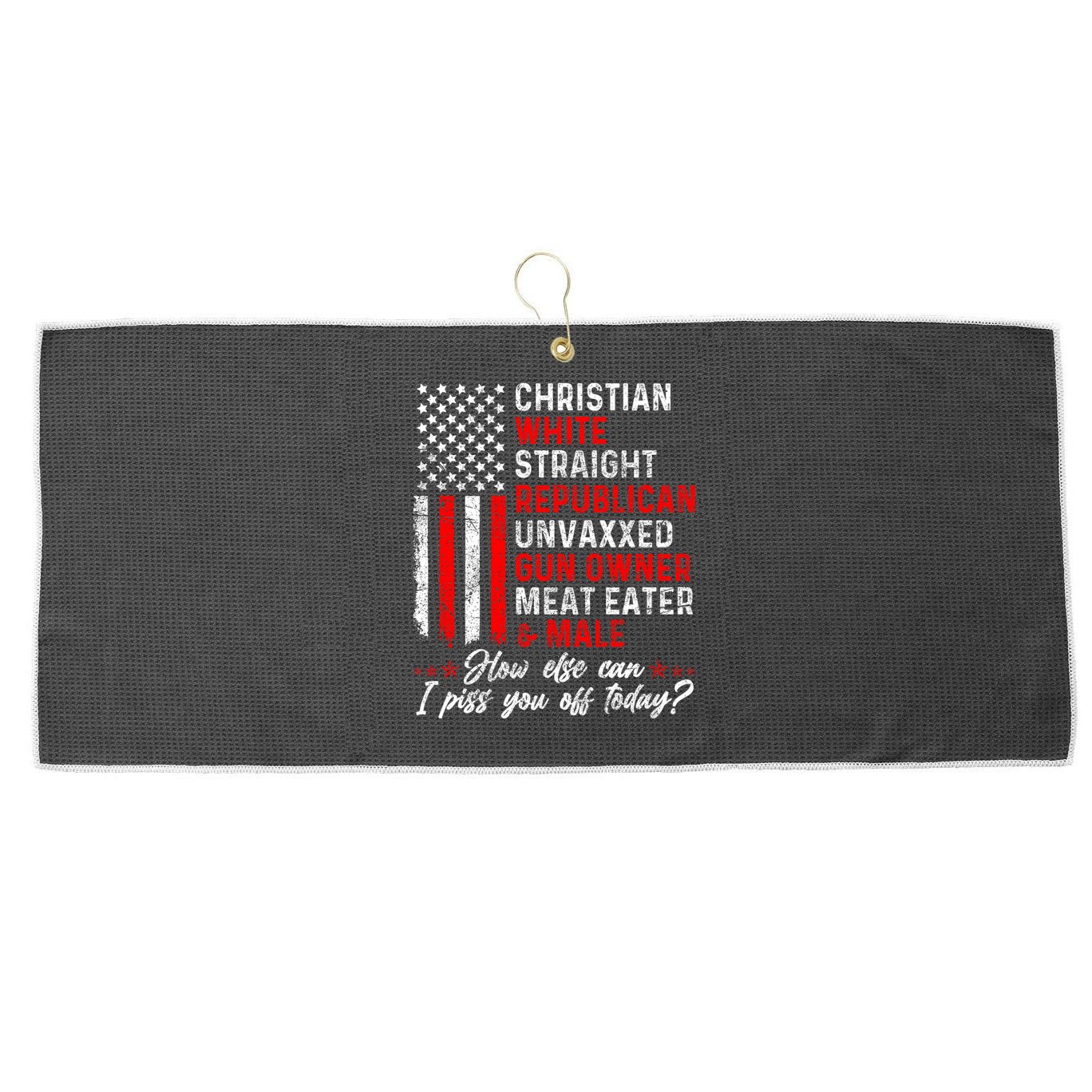Christian White Straight Republican Unvaxxed Gun Owner Meat Large Microfiber Waffle Golf Towel