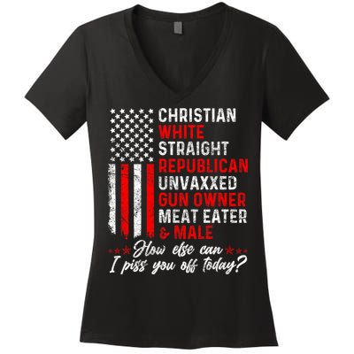 Christian White Straight Republican Unvaxxed Gun Owner Meat Women's V-Neck T-Shirt