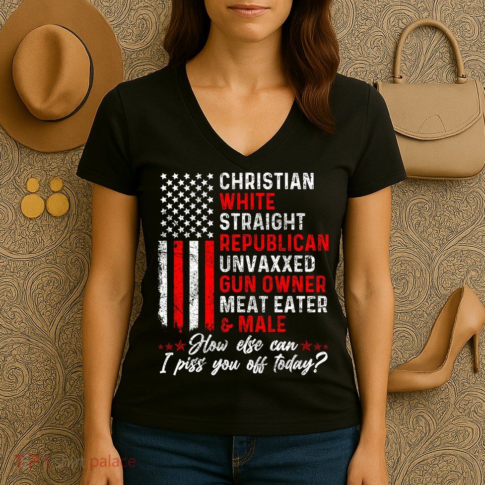 Christian White Straight Republican Unvaxxed Gun Owner Meat Women's V-Neck T-Shirt
