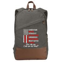 Christian White Straight Republican Unvaxxed Gun Owner Meat Cotton Canvas Backpack