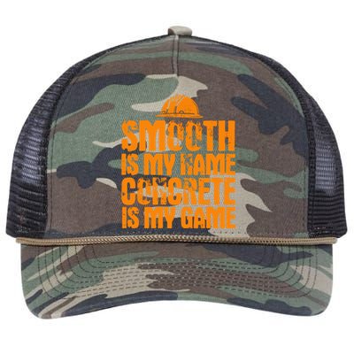 Concrete Worker Smooth Is My Name Vintage Concrete Finisher Gift Retro Rope Trucker Hat Cap