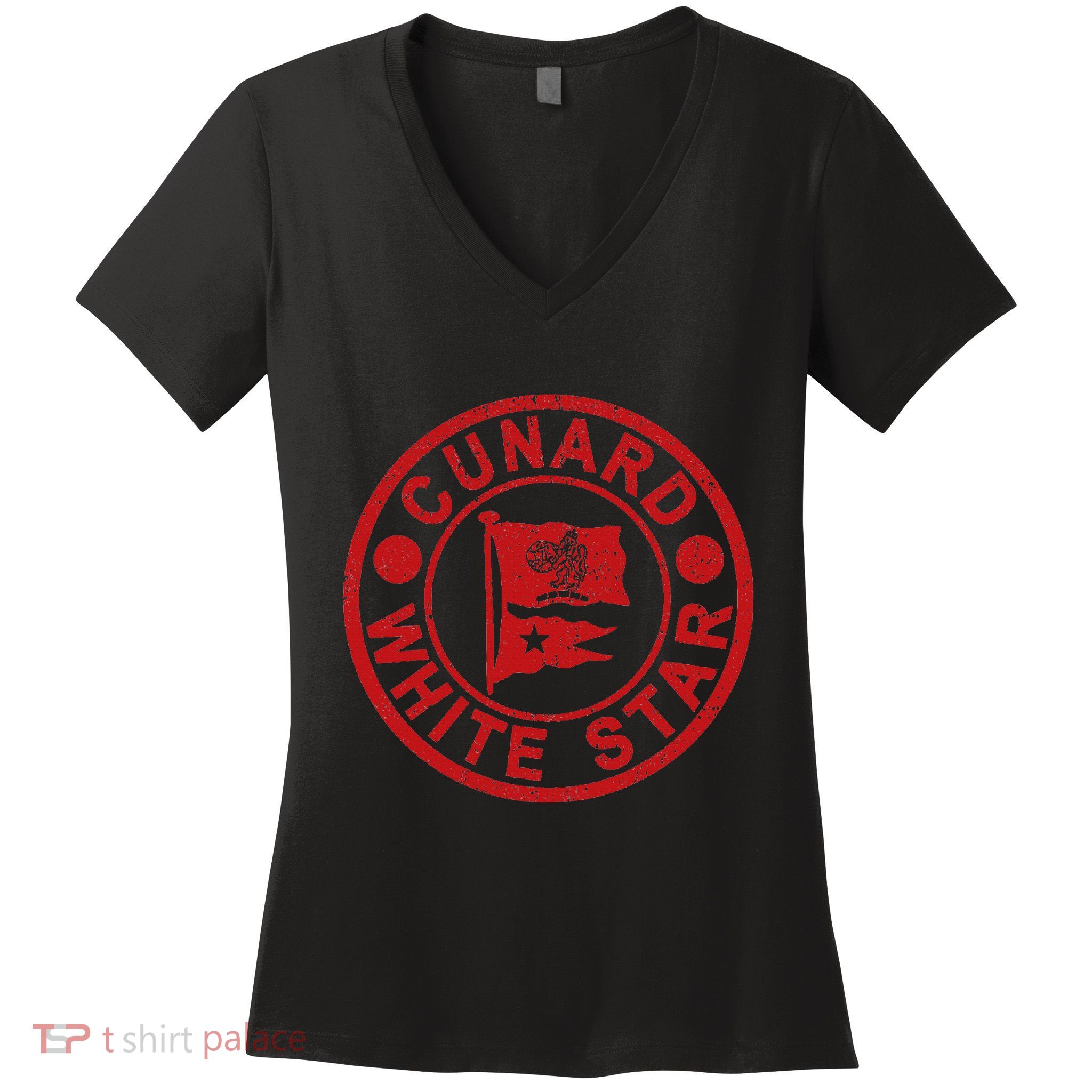 Cunard White Star Line Queen Mary Women's V-Neck T-Shirt