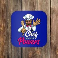 Chef With Supper Powers Funny Culinary Chef Cooking Pun Gift Coaster