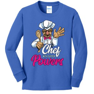 Chef With Supper Powers Funny Culinary Chef Cooking Pun Gift Kids Long Sleeve Shirt