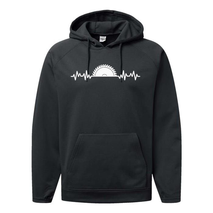 Carpenter Woodworking Saw Heartbeat Performance Fleece Hoodie