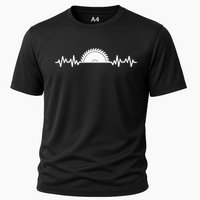 Carpenter Woodworking Saw Heartbeat Cooling Performance Crew T-Shirt