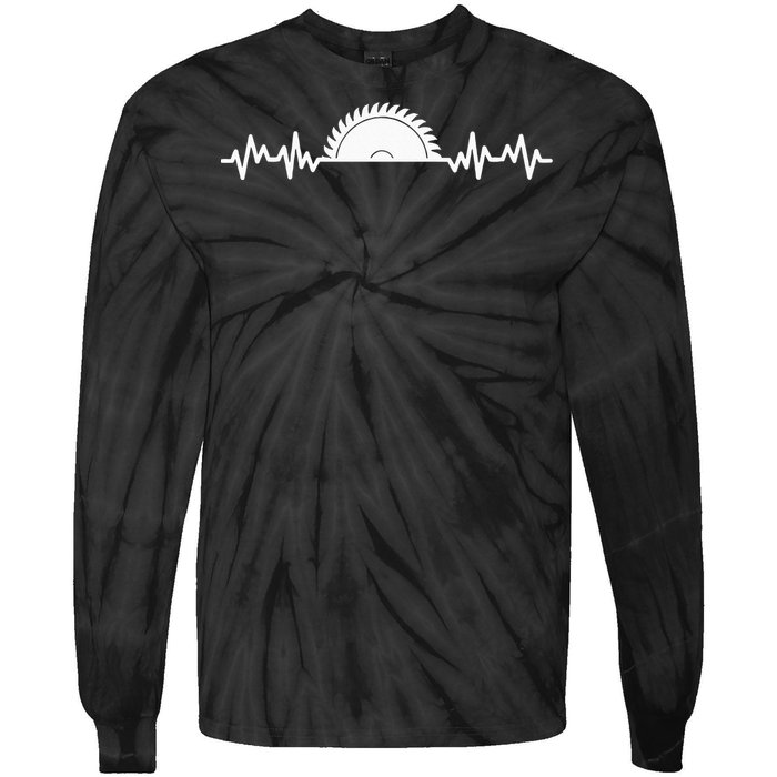 Carpenter Woodworking Saw Heartbeat Tie-Dye Long Sleeve Shirt