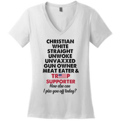 Christian White Straight Republican Unvaxxed Gun Owner Meat Women's V-Neck T-Shirt