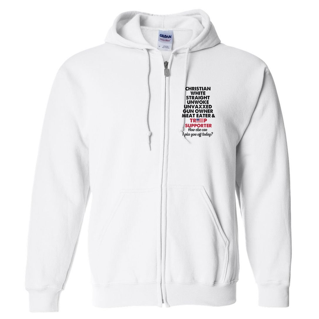Christian White Straight Republican Unvaxxed Gun Owner Meat Full Zip Hoodie