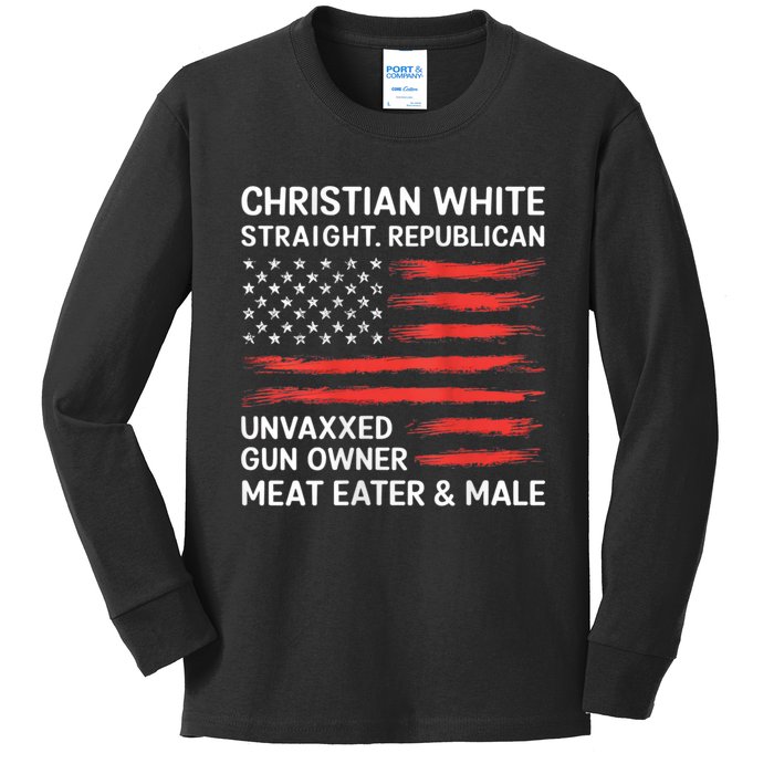 Christian White Straight Republican Unvaxxed Gun Owner Kids Long Sleeve Shirt