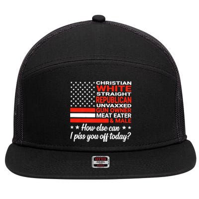 Christian White Straight Republican Unvaxxed Gun Owner Meat 7 Panel Mesh Trucker Snapback Hat