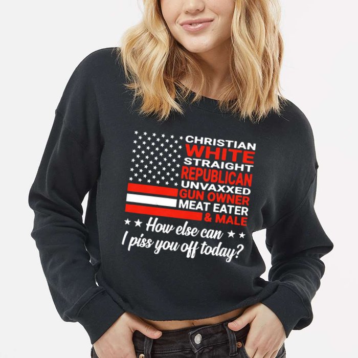 Christian White Straight Republican Unvaxxed Gun Owner Meat Cropped Pullover Crew