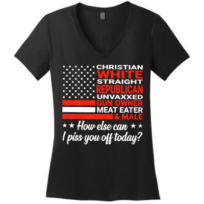 Christian White Straight Republican Unvaxxed Gun Owner Meat Women's V-Neck T-Shirt