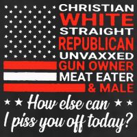 Christian White Straight Republican Unvaxxed Gun Owner Meat 7 Panel Mesh Trucker Snapback Hat
