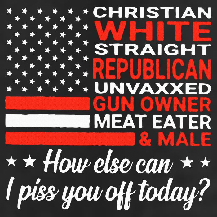 Christian White Straight Republican Unvaxxed Gun Owner Meat 7 Panel Mesh Trucker Snapback Hat