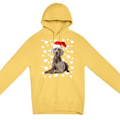 Christmas Weimaraner Santa Hat Holiday Dog Mom Dad Xmas Cute Gift Premium Pullover Hoodie