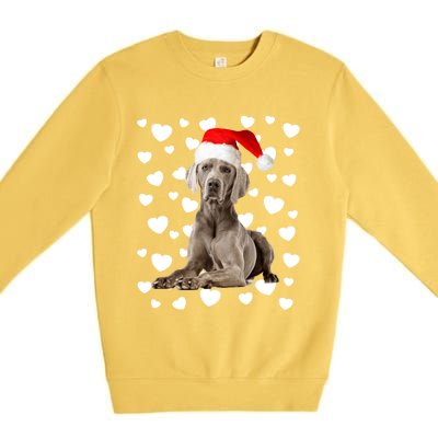 Christmas Weimaraner Santa Hat Holiday Dog Mom Dad Xmas Cute Gift Premium Crewneck Sweatshirt