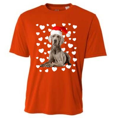 Christmas Weimaraner Santa Hat Holiday Dog Mom Dad Xmas Cute Gift Cooling Performance Crew T-Shirt