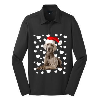 Christmas Weimaraner Santa Hat Holiday Dog Mom Dad Xmas Cute Gift Silk Touch Performance Long Sleeve Polo