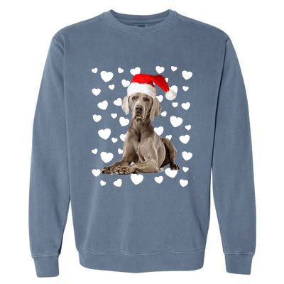 Christmas Weimaraner Santa Hat Holiday Dog Mom Dad Xmas Cute Gift Garment-Dyed Sweatshirt