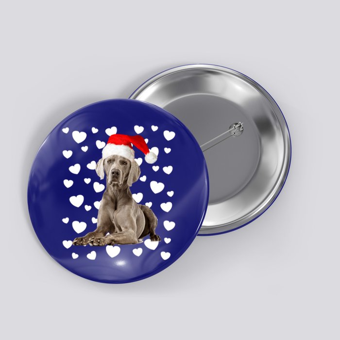 Christmas Weimaraner Santa Hat Holiday Dog Mom Dad Xmas Cute Gift Button