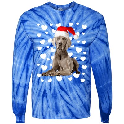 Christmas Weimaraner Santa Hat Holiday Dog Mom Dad Xmas Cute Gift Tie-Dye Long Sleeve Shirt