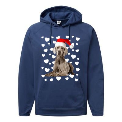 Christmas Weimaraner Santa Hat Holiday Dog Mom Dad Xmas Cute Gift Performance Fleece Hoodie