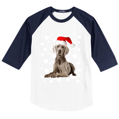 Christmas Weimaraner Santa Hat Holiday Dog Mom Dad Xmas Cute Gift Baseball Sleeve Shirt