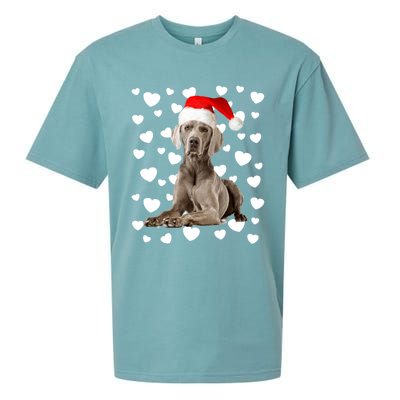 Christmas Weimaraner Santa Hat Holiday Dog Mom Dad Xmas Cute Gift Sueded Cloud Jersey T-Shirt