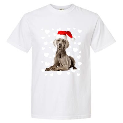 Christmas Weimaraner Santa Hat Holiday Dog Mom Dad Xmas Cute Gift Garment-Dyed Heavyweight T-Shirt