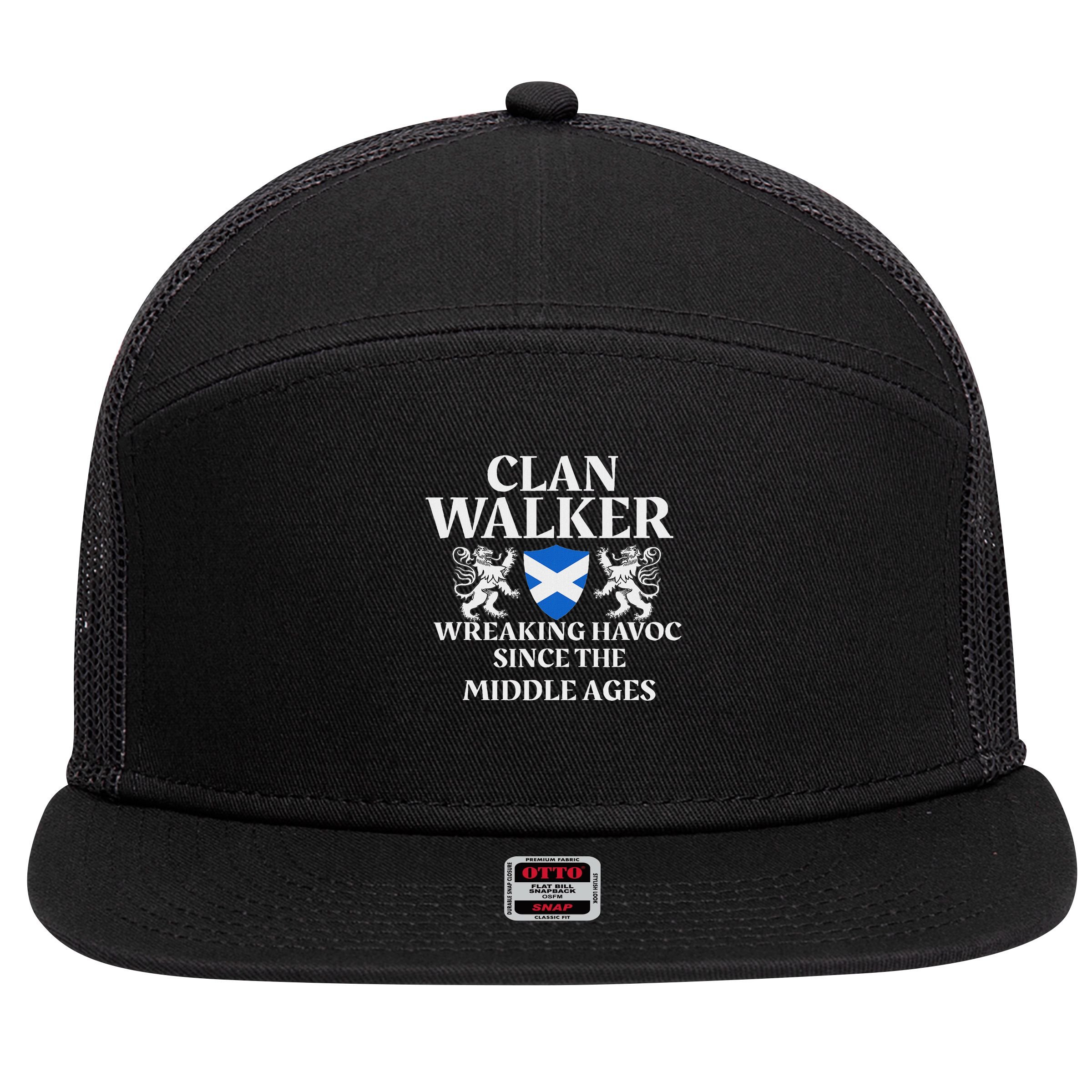 Clan Walker Scottish Family Kilt Tartan Lion 7 Panel Mesh Trucker Snapback Hat