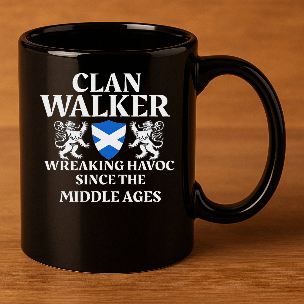 Clan Walker Scottish Family Kilt Tartan Lion 11oz C Handle Ceramic Mug
