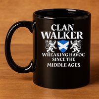 Clan Walker Scottish Family Kilt Tartan Lion 11oz C Handle Ceramic Mug