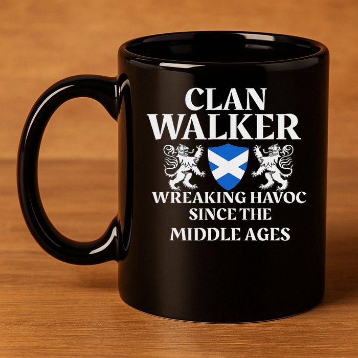 Clan Walker Scottish Family Kilt Tartan Lion 11oz C Handle Ceramic Mug