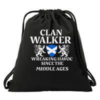 Clan Walker Scottish Family Kilt Tartan Lion Drawstring Bag