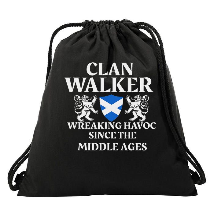 Clan Walker Scottish Family Kilt Tartan Lion Drawstring Bag