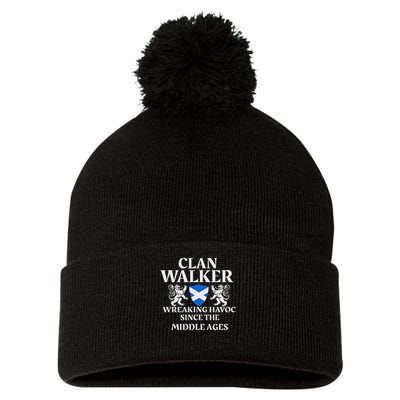 Clan Walker Scottish Family Kilt Tartan Lion Pom Pom 12in Knit Beanie