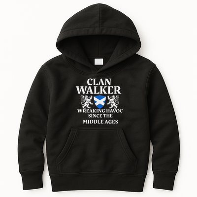 Clan Walker Scottish Family Kilt Tartan Lion Kids Hoodie