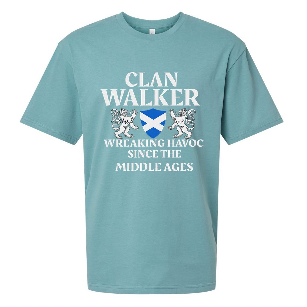 Clan Walker Scottish Family Kilt Tartan Lion Sueded Cloud Jersey T-Shirt