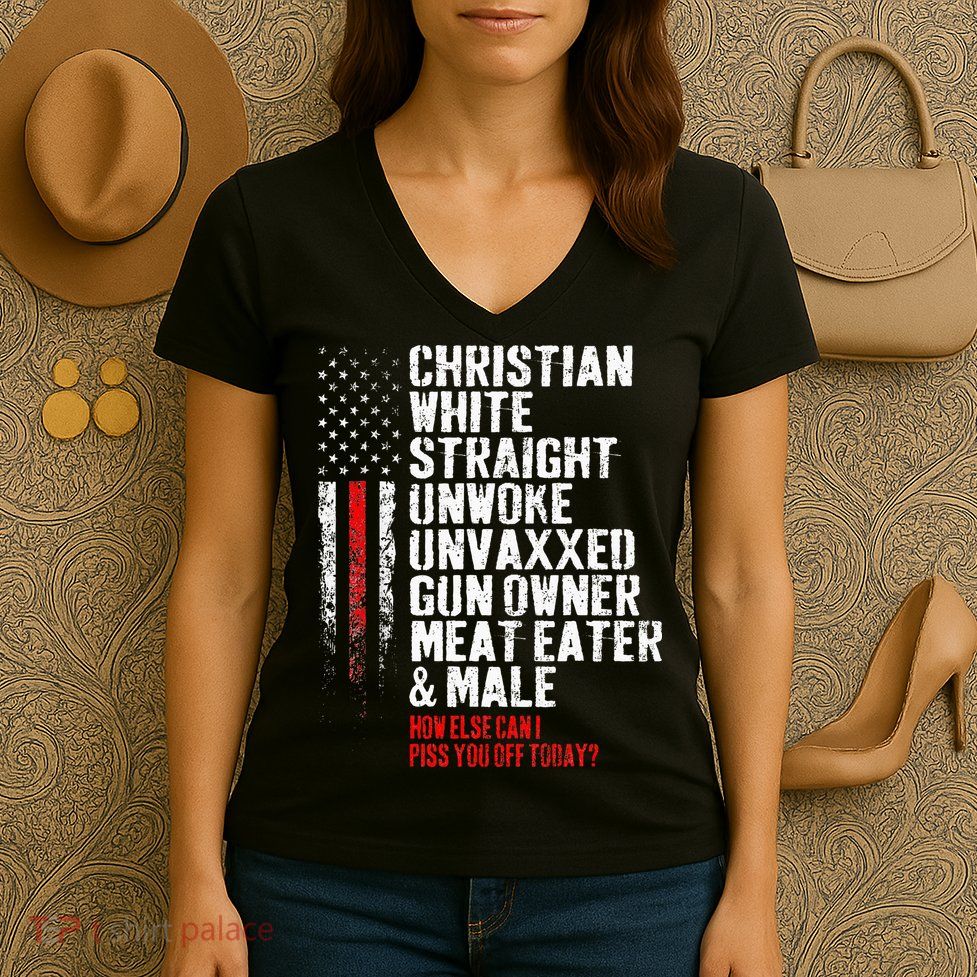Christian White Straight Unwoke Unvaxxed Gun Owner Women's V-Neck T-Shirt