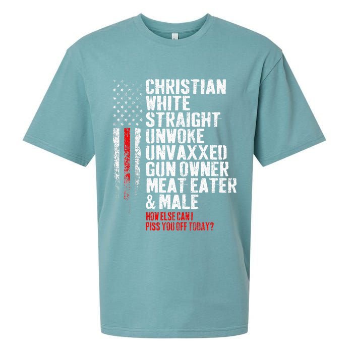 Christian White Straight Unwoke Unvaxxed Gun Owner Sueded Cloud Jersey T-Shirt
