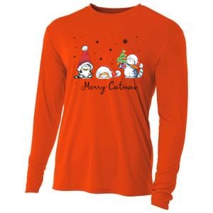 Cats With Santa Hat Merry Catmas Cat Lover Christmas Gift Cool Gift Cooling Performance Long Sleeve Crew