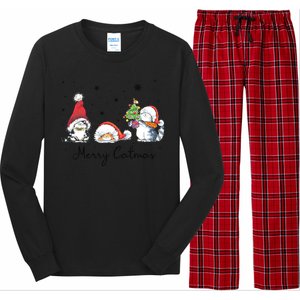 Cats With Santa Hat Merry Catmas Cat Lover Christmas Gift Cool Gift Long Sleeve Pajama Set