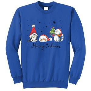 Cats With Santa Hat Merry Catmas Cat Lover Christmas Gift Cool Gift Sweatshirt