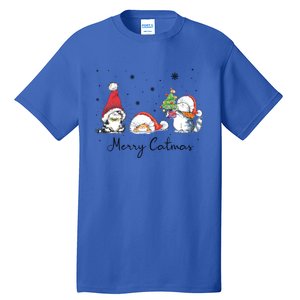 Cats With Santa Hat Merry Catmas Cat Lover Christmas Gift Cool Gift Tall T-Shirt