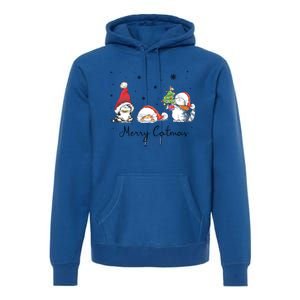 Cats With Santa Hat Merry Catmas Cat Lover Christmas Gift Cool Gift Premium Hoodie