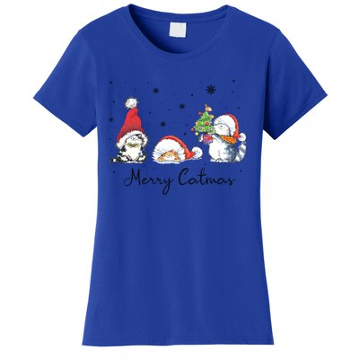 Cats With Santa Hat Merry Catmas Cat Lover Christmas Gift Cool Gift Women's T-Shirt