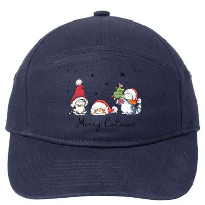 Cats With Santa Hat Merry Catmas Cat Lover Christmas Gift Cool Gift 7-Panel Snapback Hat